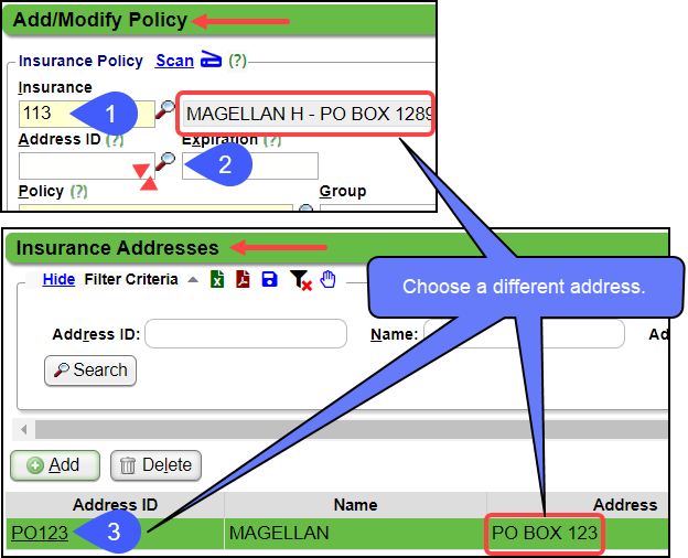 Add Alternate Insurance Addresses